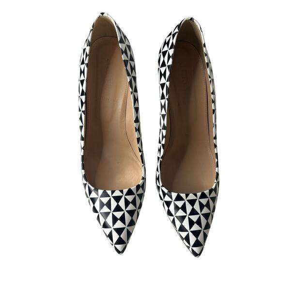 J.Crew Geometric Pointed Pumps Black / White Size 8.5 - Picture 3 of 5